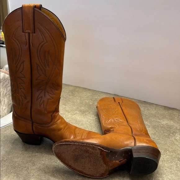 Justin Brown Leather Cowgirl Boots style #4182 - Picture 3 of 5